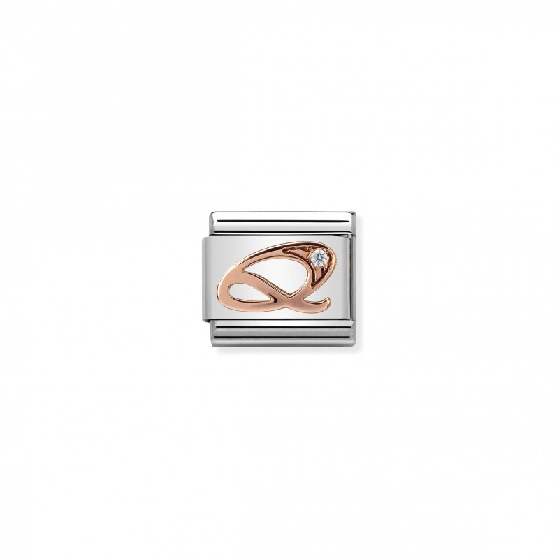 Composable Classic Link Letter Q in Rose Gold and Cubic Zirconia