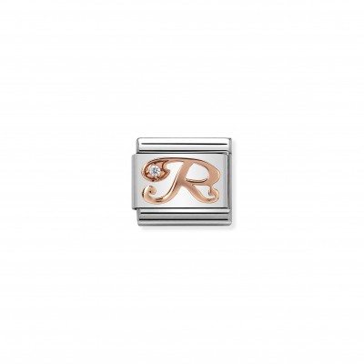 Composable Classic Link Letter R in Rose Gold and Cubic Zirconia