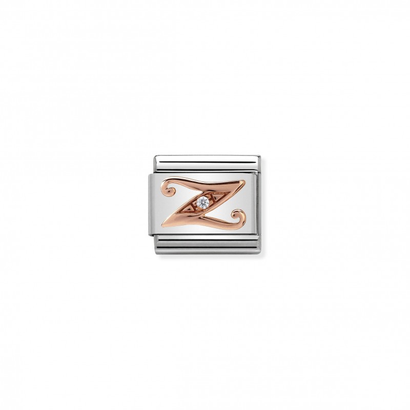 Composable Classic Link Letter Z in Rose Gold and Cubic Zirconia