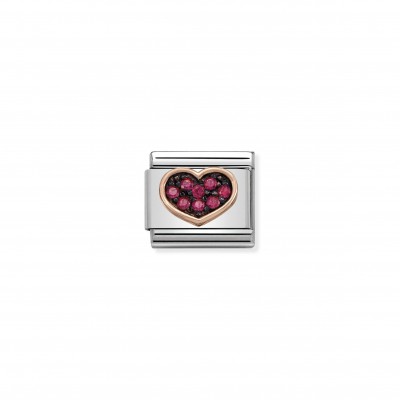 Composable Classic Link Heart with Red Stones