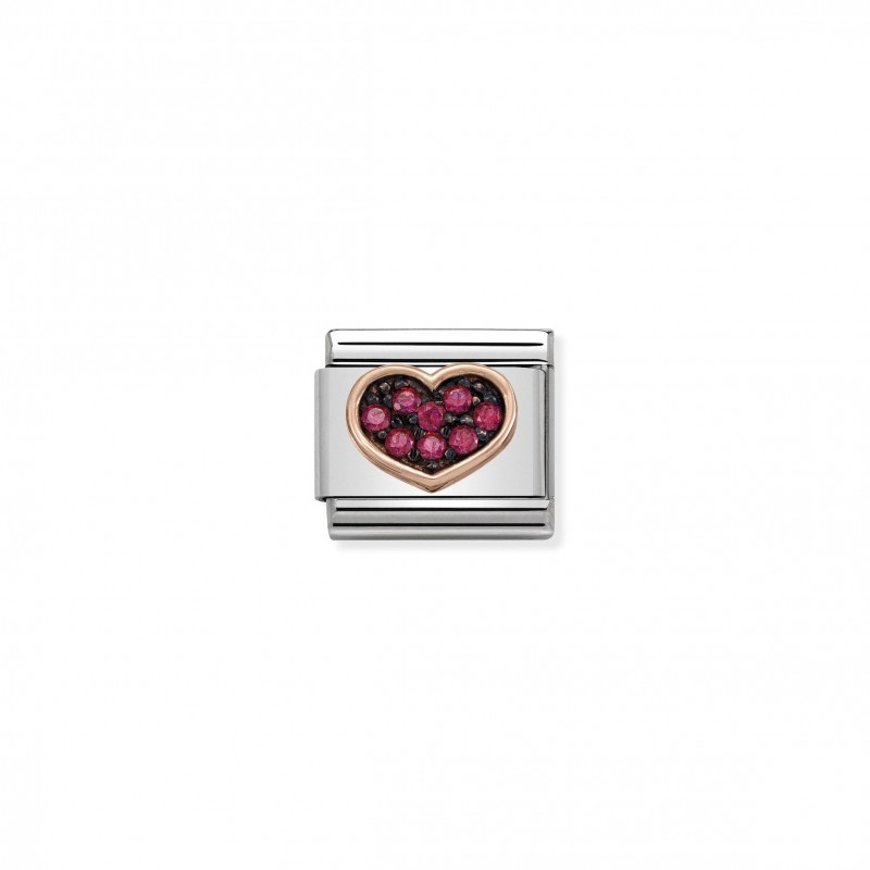 Composable Classic Link Heart with Red Stones