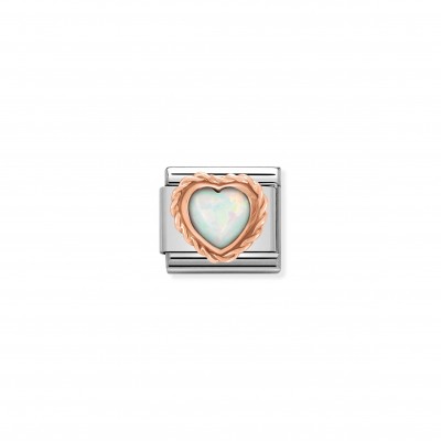 Classic Composable Heart Link in White Opal