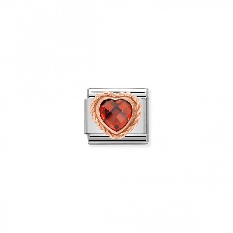 Classic Composable Heart Link with Red Gemstone