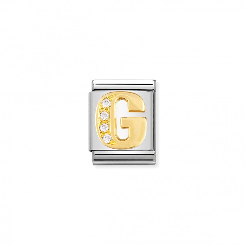 Composable Big Link Letter G in Gold with Stones