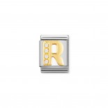 Composable Big Link Letter R in Gold with Stones