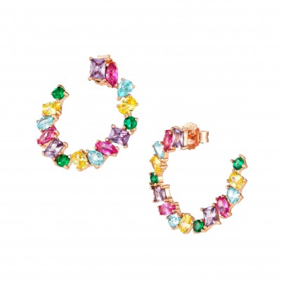 Colour Wave earrings, coloured stones