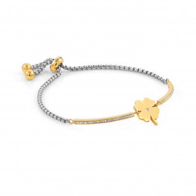 Milleluci bracelet, Golden PVD, Four Leaf Clover