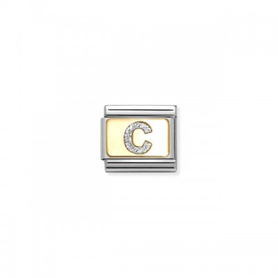 Composable Classic Link, Letter C, Silver Glitter