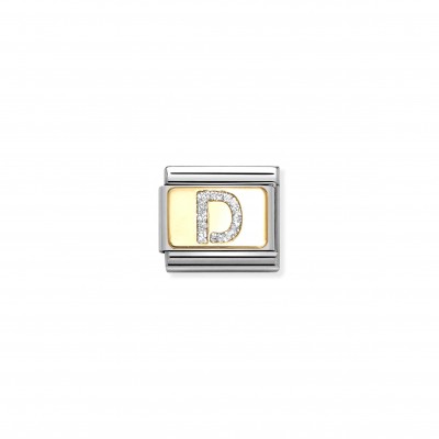 Composable Classic Link, Letter D, Silver Glitter