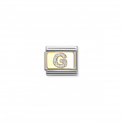 Composable Classic Link, Letter G, Silver Glitter