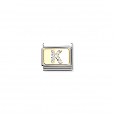 Composable Classic Link, Letter K, Silver Glitter