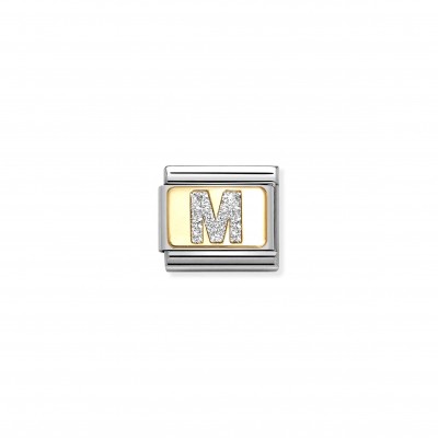 Composable Classic Link, Letter M, Silver Glitter