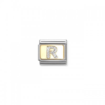 Composable Classic Link, Letter R, Silver Glitter