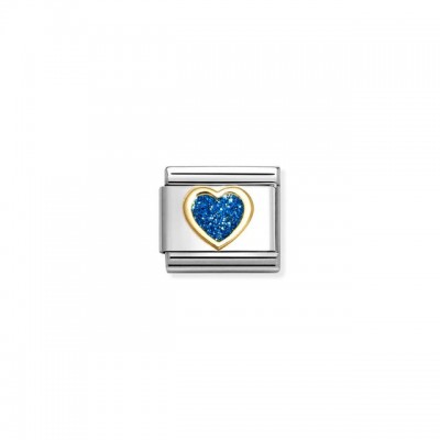Composable Classic Link, Heart, Blue Glitter