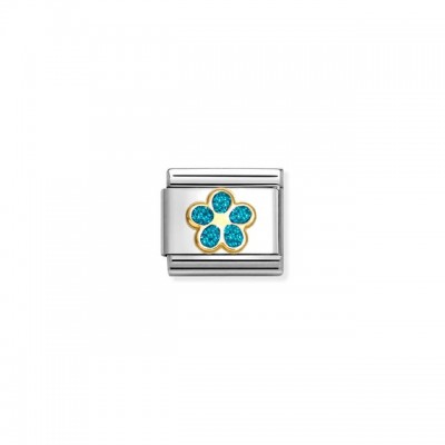 Composable Classic Link, Flower, Turquoise Glitter