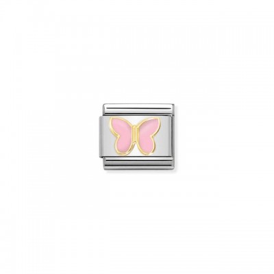 Composable Classic Link, gold with Pink Butterfly