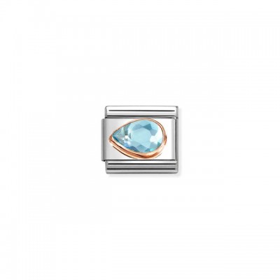 Composable Classic Link, Light Blue Stone Drop, Left