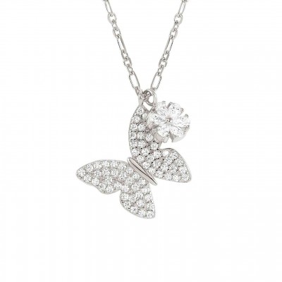 Sweetrock Necklace ed. NATURE 925 silver,CZ, Silver Butterfly