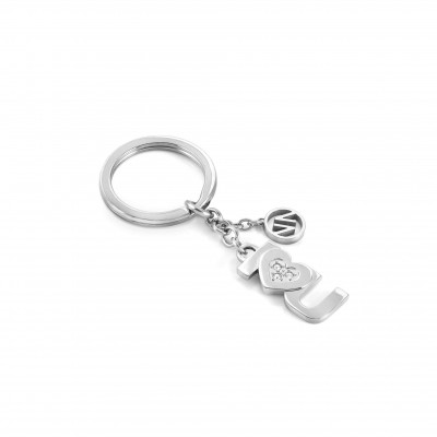 Keyring I LOVE YOU Stainless Steel & Crystals