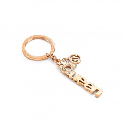 Keyring Queen Rose Gold Stainless Steel & Crystals