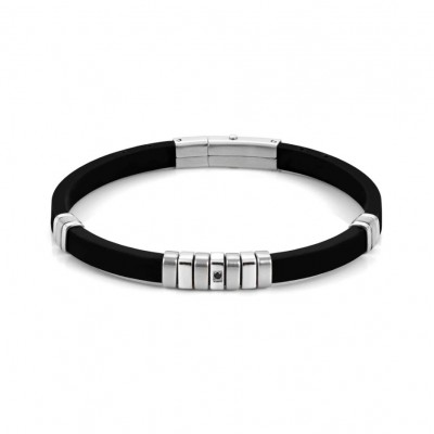 City Bracelet Steel With Black Cz