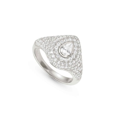 Ring With White Rhodium-Plated Silver Band