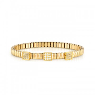 EXTENSION BRACELET, YELLOW PVD WITH 3 SQUARES