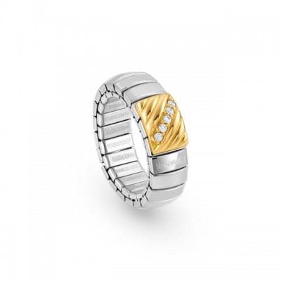 STRETCH RING IN SILVER, 18K GOLD AND ZIRCONIA