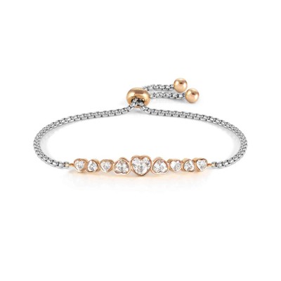 Milleluci Colour Stainless Steel White Crystal Hearts Bracelet